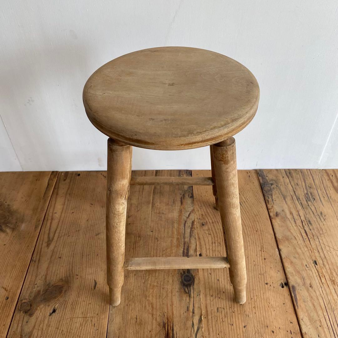 アンティーク スツール 椅子 無垢材 無塗装 シャビー z844