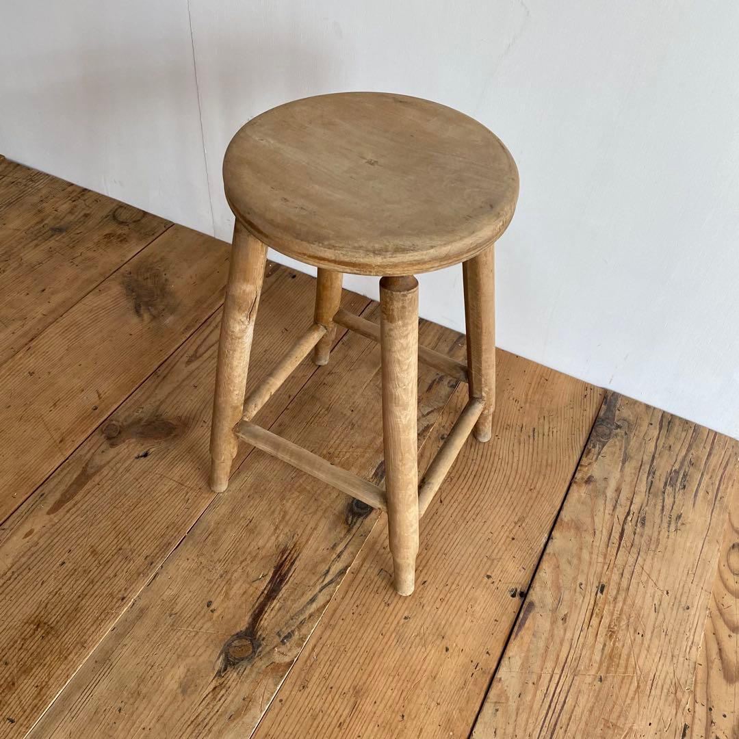 アンティーク スツール 椅子 無垢材 無塗装 シャビー z844