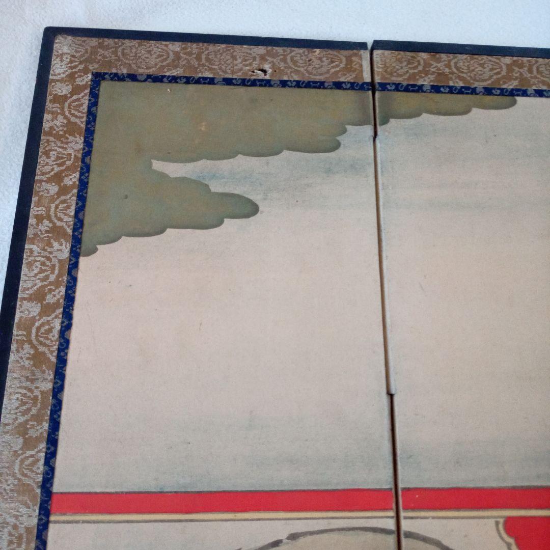 骨董　屏風　唐子　唐子遊図　雛祭り　お雛様　桃の節句　古玩　古美術　肉筆