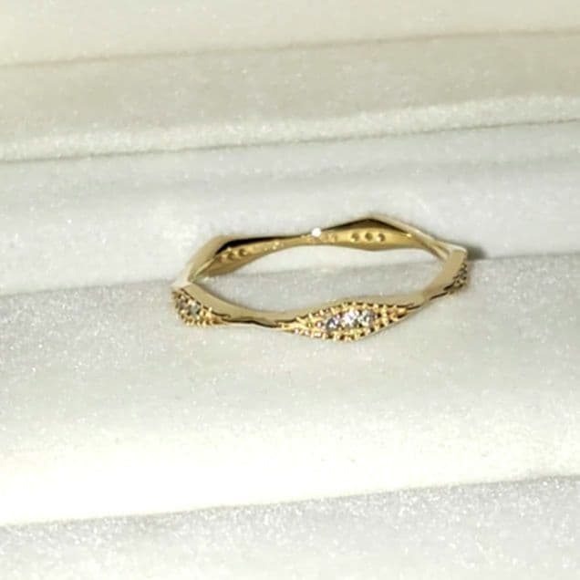 ete 完売品 リアンリング K10YG フルエタニティ ダイヤ0.09 13号