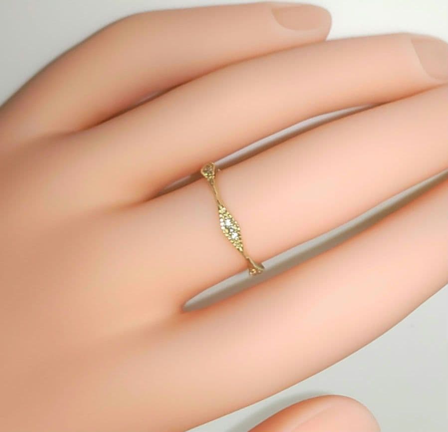 ete 完売品 リアンリング K10YG フルエタニティ ダイヤ0.09 13号