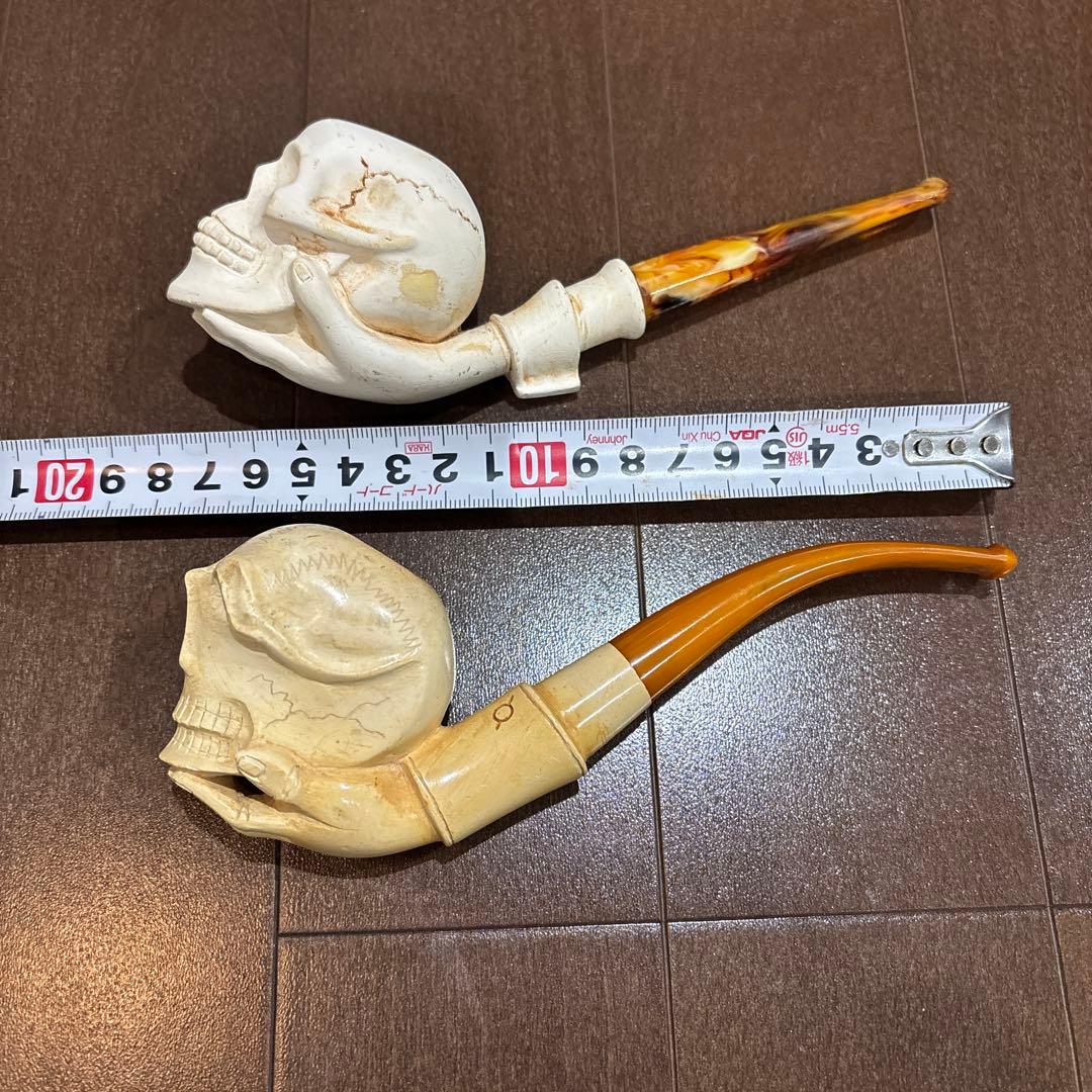 ビンテージ スカル & ハンド パイプ 2個セット メシャム 陶器