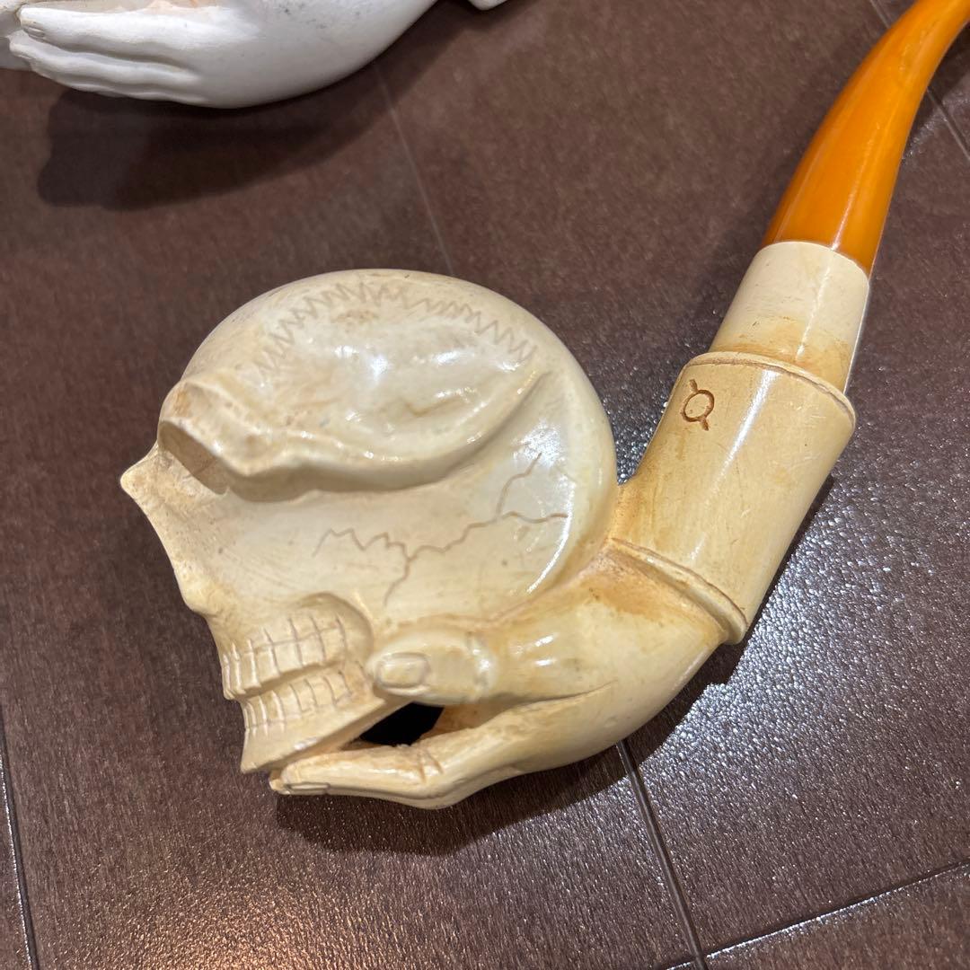 ビンテージ スカル & ハンド パイプ 2個セット メシャム 陶器
