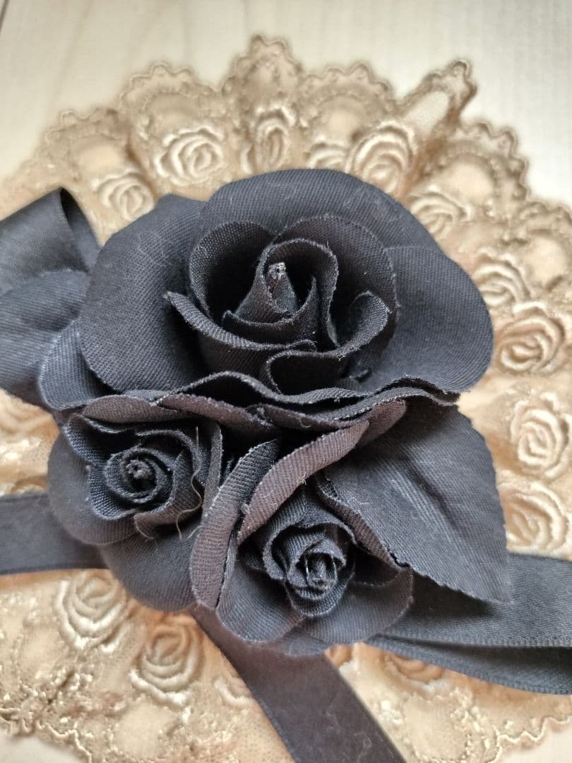 メアリーマグダレン ロゼットヘッドドレス ブラック ロゼットヘッド