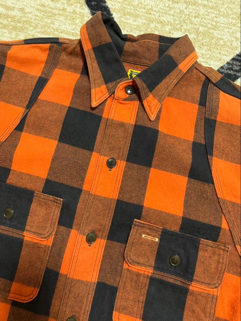 HUMAN MADE チェックシャツ オレンジ黒