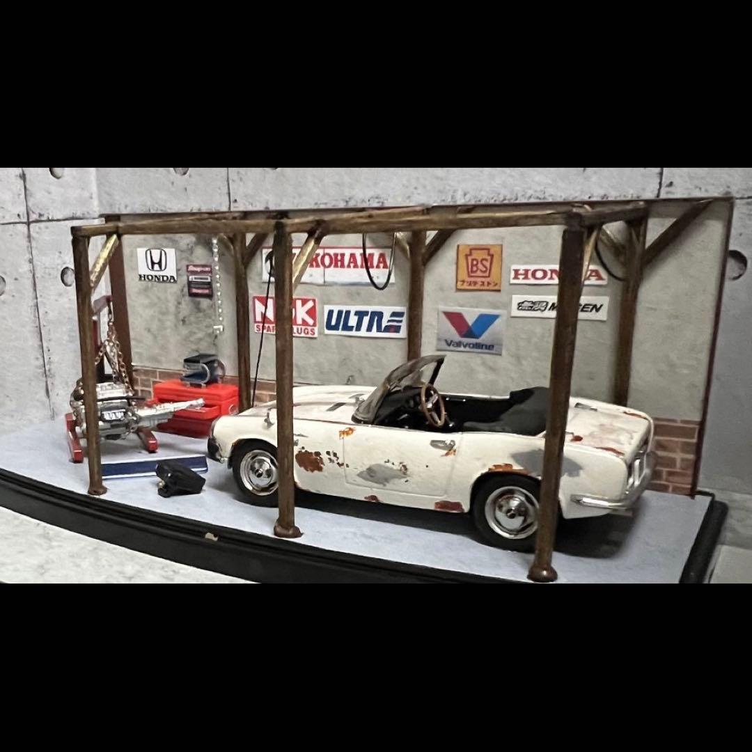 タミヤ 1/20 ホンダ S800 ガレージ風 車庫 ジオラマ ケース付