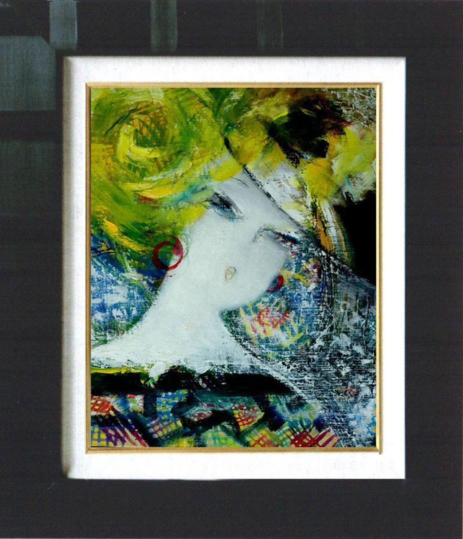 油絵 菅家令子 絵 絵画 インテリア 額付(白) F6-080312 人物 女性