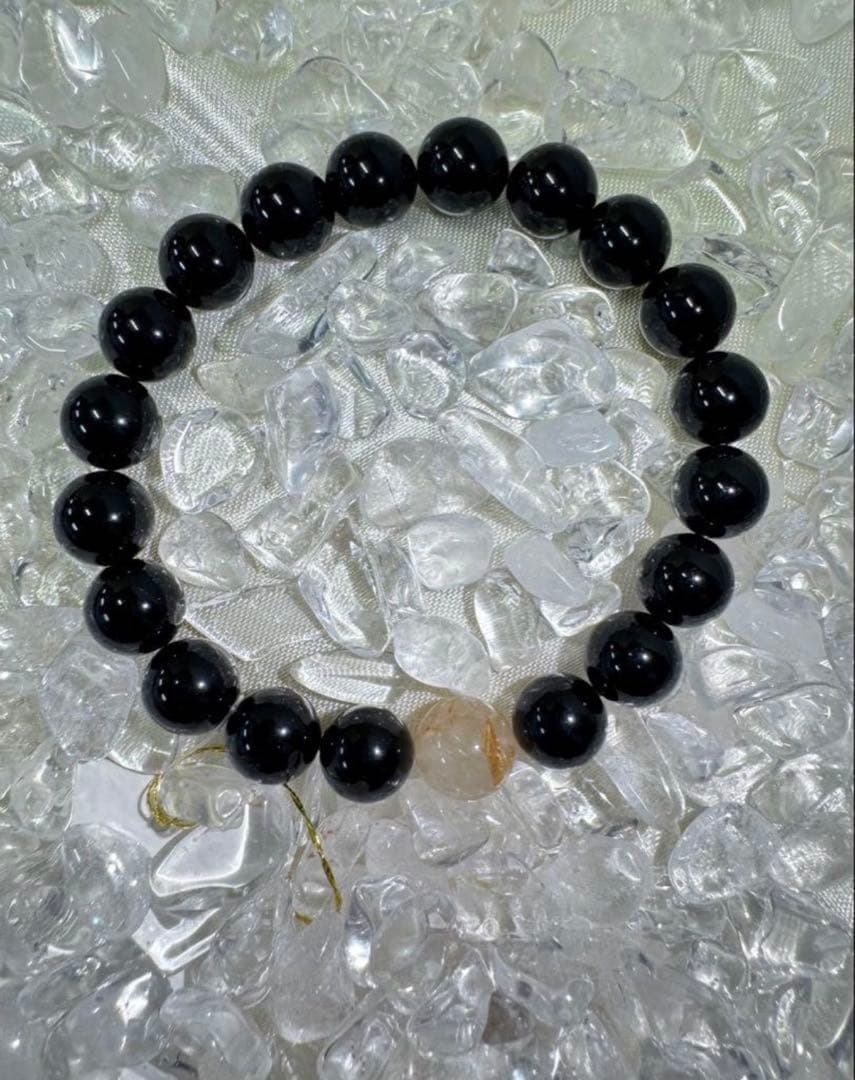 専用】タイチンルチル×モリオン（黒水晶）10mm アクアマリーン9.5mm