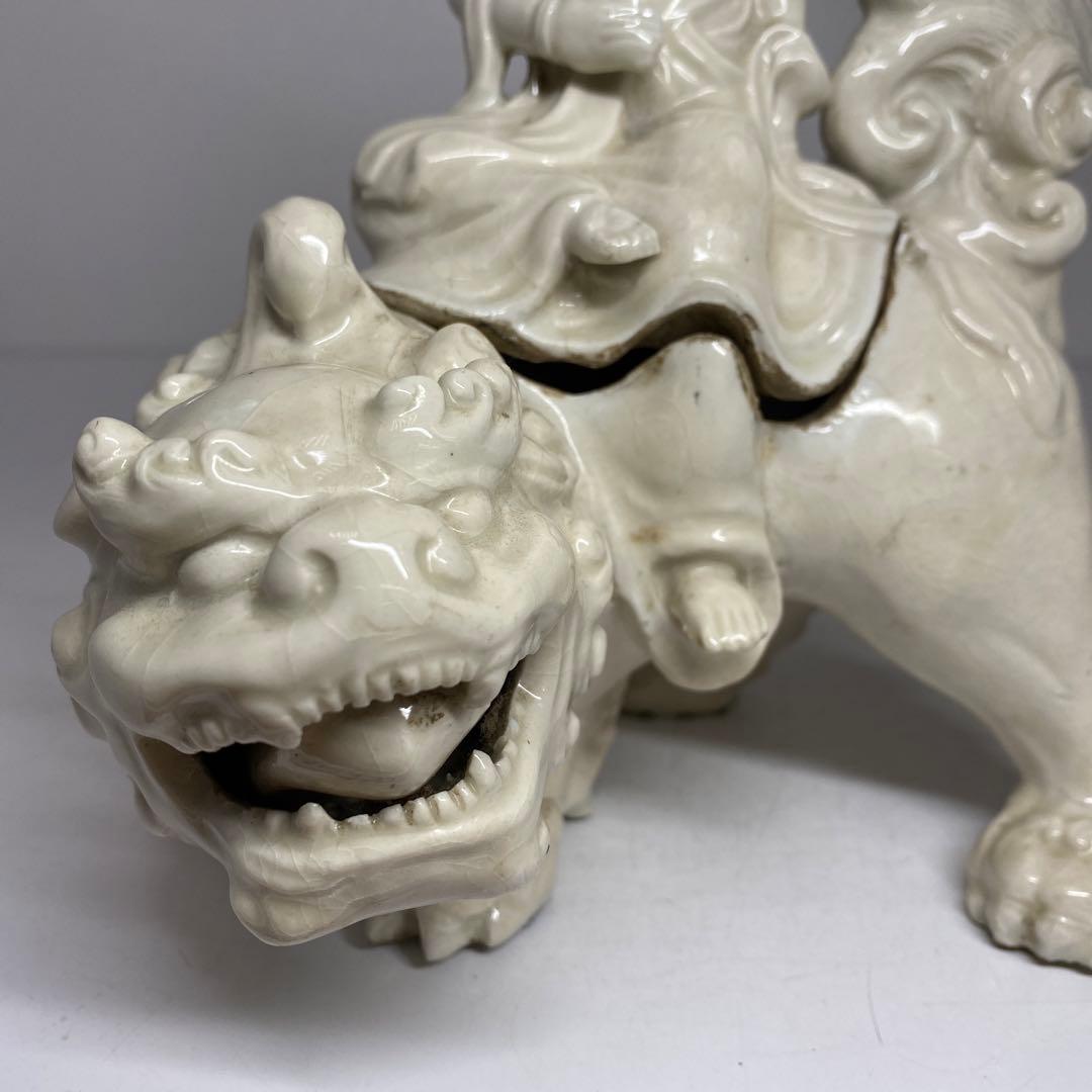 専用 江戸時代 平戸白磁獅子のっ高さ20.6cm 東H5-1016 トコサ