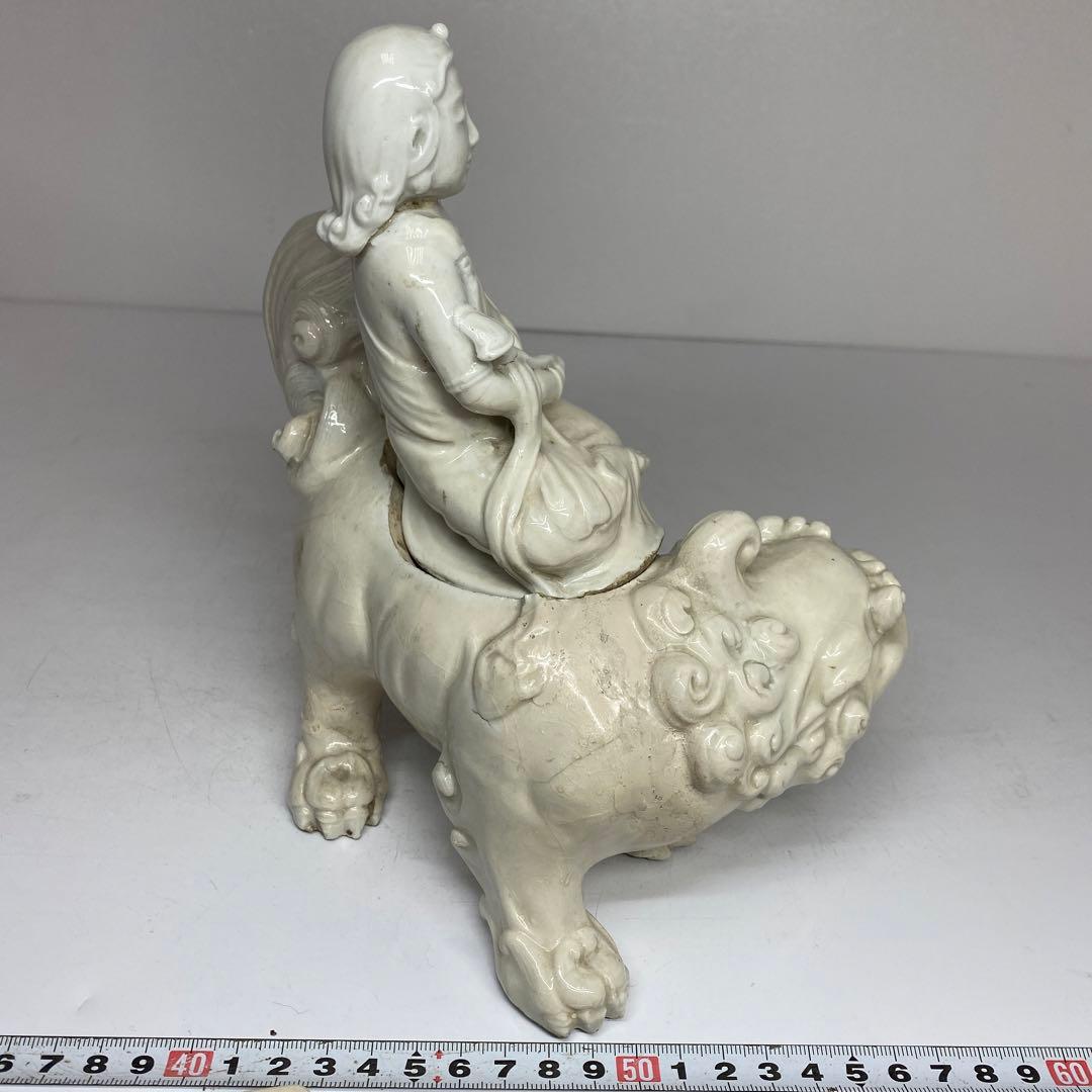 専用 江戸時代 平戸白磁獅子のっ高さ20.6cm 東H5-1016 トコサ