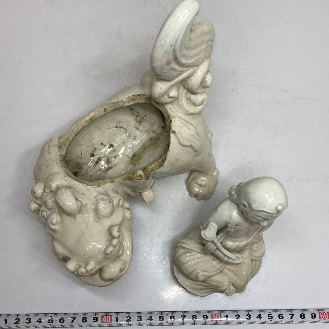 専用 江戸時代 平戸白磁獅子のっ高さ20.6cm 東H5-1016 トコサ