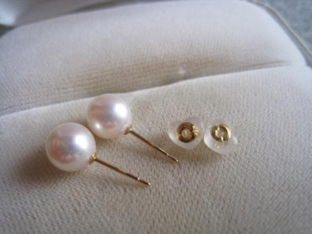 ☆素敵！照り抜群 天然あこや真珠7.2mmX2粒 k18金イエローゴールド