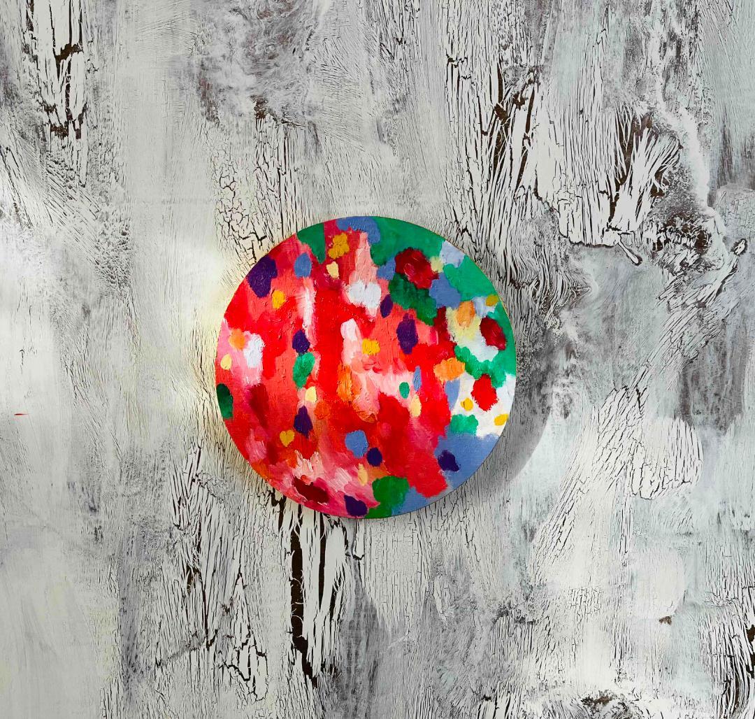 油彩 絵画 『Wild Flowers 2025』丸形 直径25cm 絵画 原画