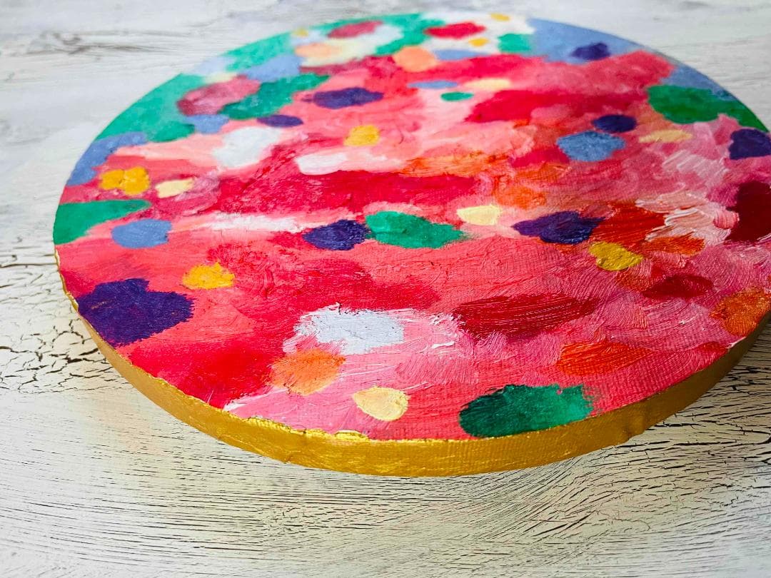 油彩 絵画 『Wild Flowers 2025』丸形 直径25cm 絵画 原画