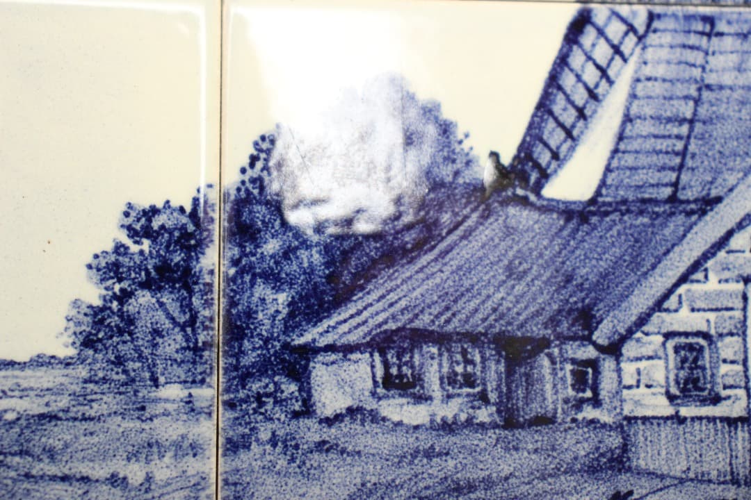 オランダ デルフト タイル画 タイルタブロー 額飾り 風車 船 - メルカリ