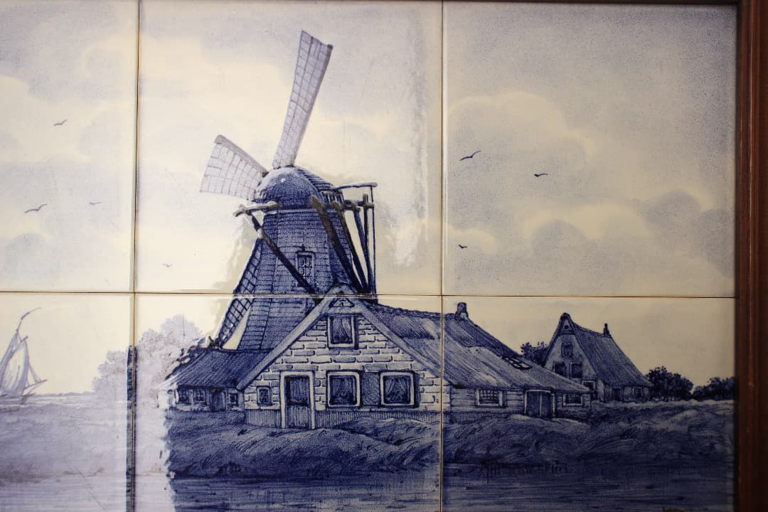 オランダ デルフト タイル画 タイルタブロー 額飾り 風車 船 - メルカリ