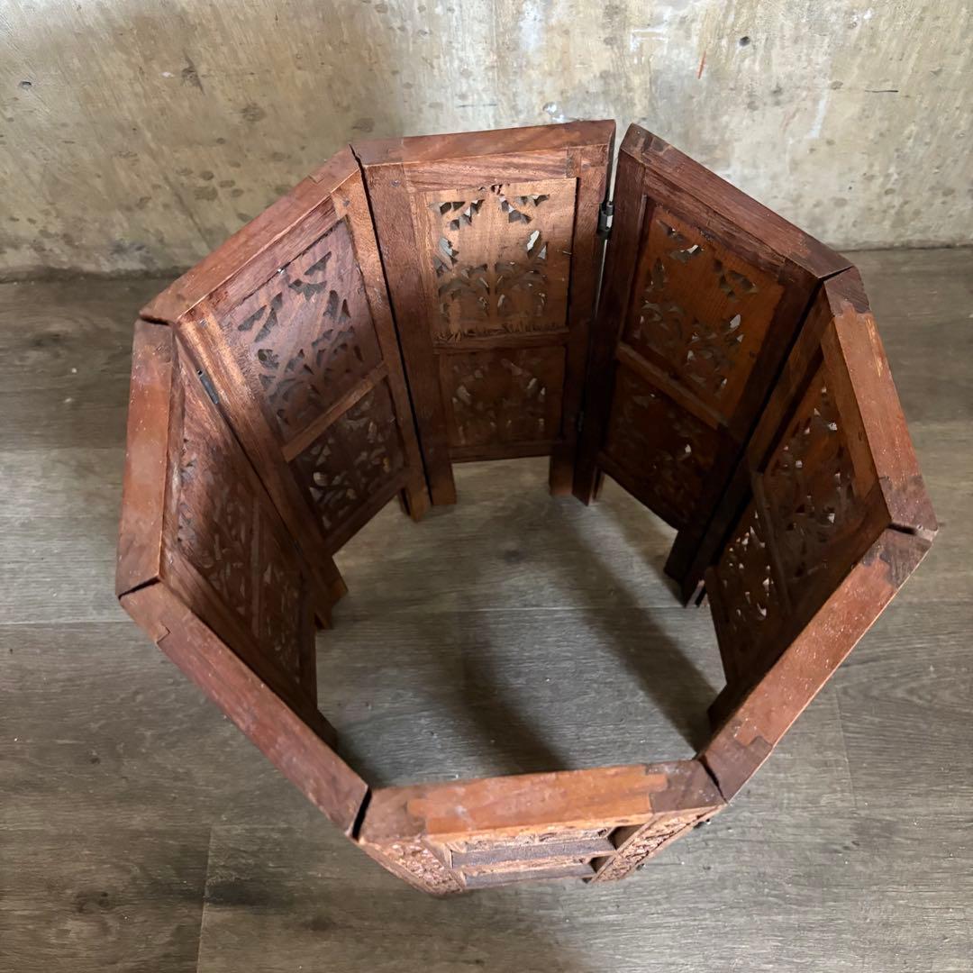 シーシャムウッド 彫刻テーブル サイドテーブル インド製 ヴィンテージ ②