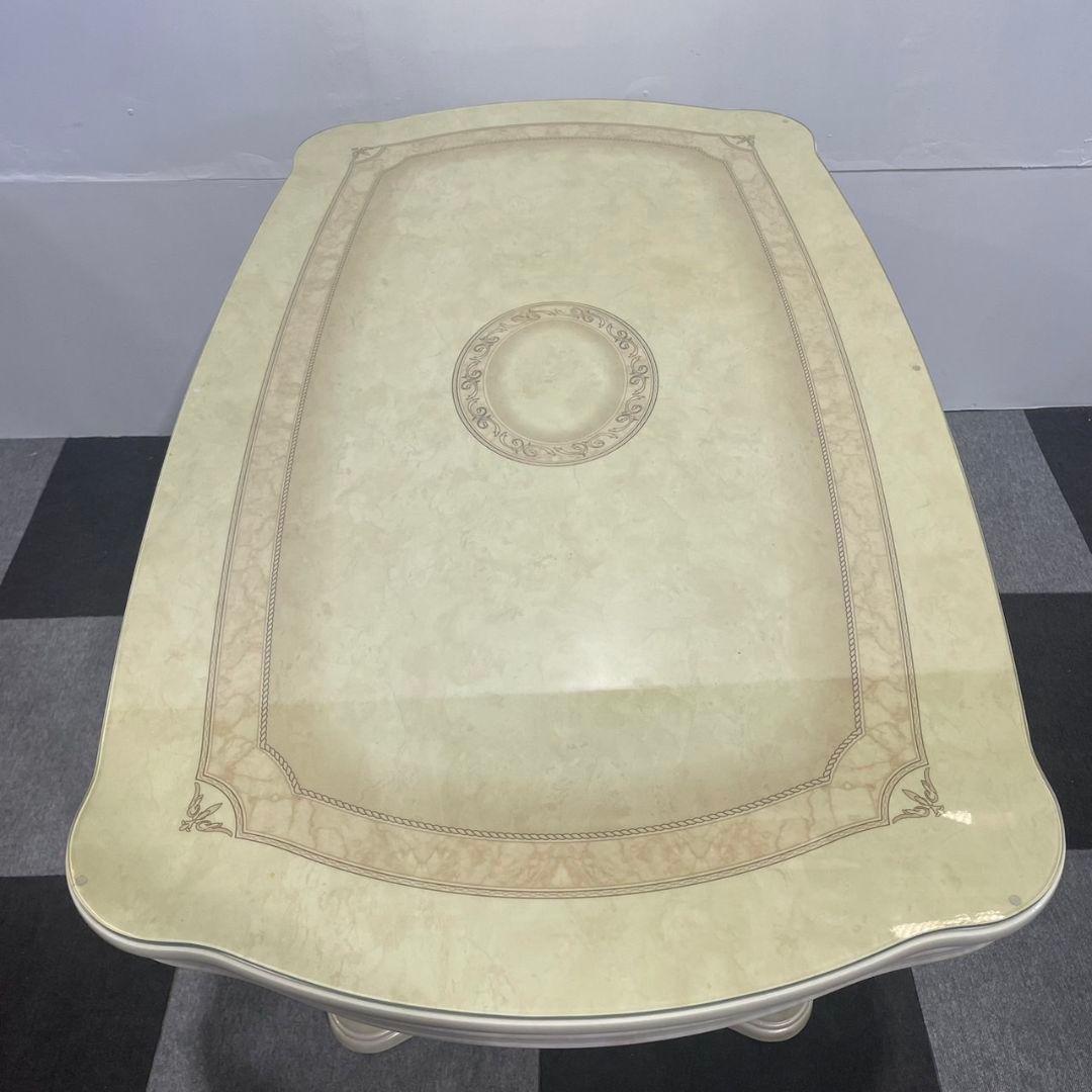 イタリア ロココ調 アンティーク調 白家具 大理石 テーブル 家具 Au149