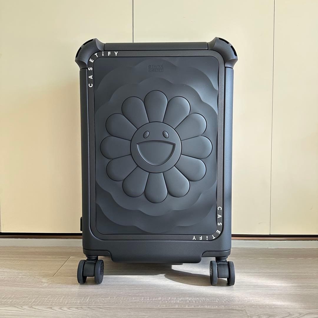 村上隆 フラワー (ブラック) ウェーブ シリコン キャリーオン スーツケース