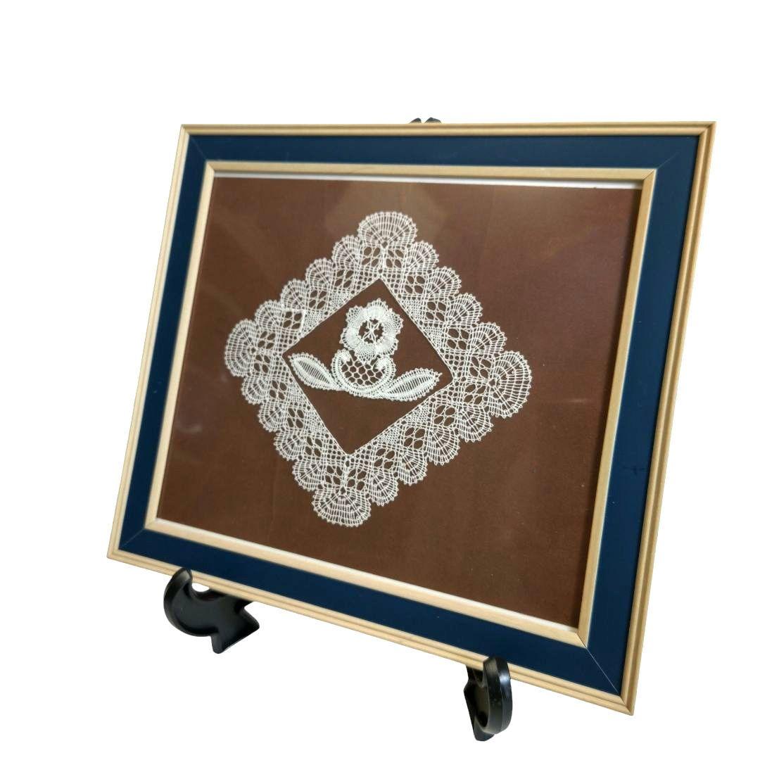 レース工芸品 ボビンレースアート ベルギー伝統工芸品 フレーム付き