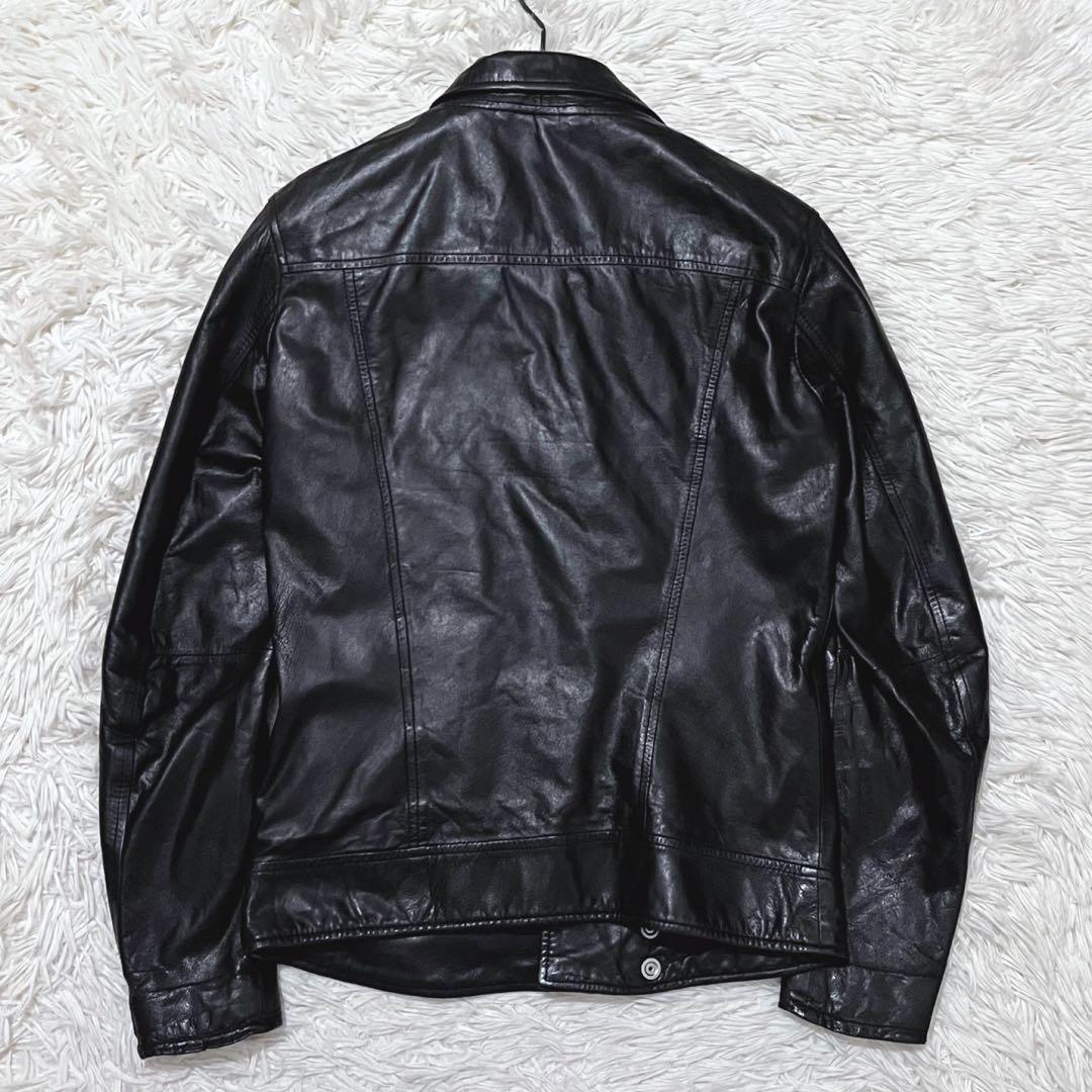 VANQUISH ラムレザーライダースジャケットダブル羊革ブラックS