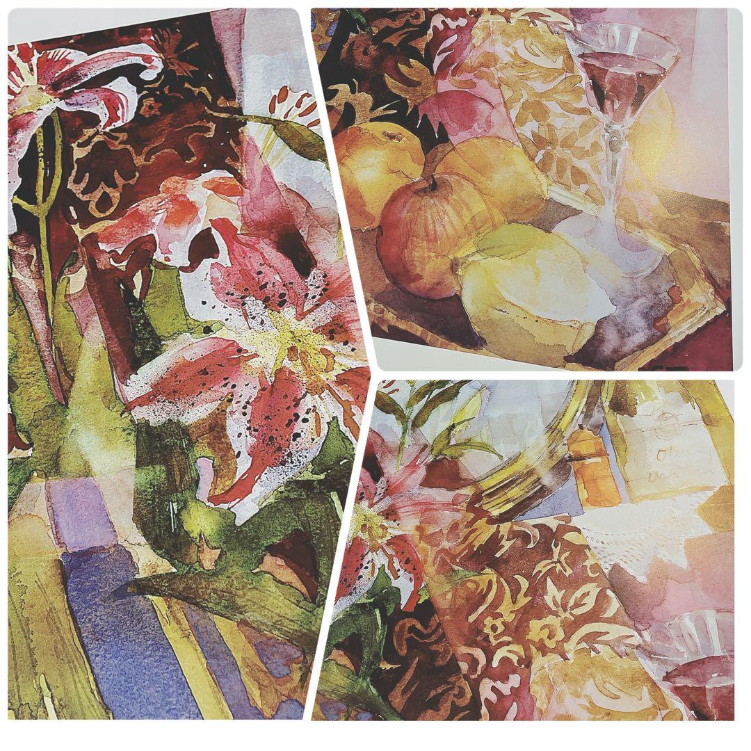 Shirley Trevena イギリス　花とフルーツ水彩画プリント　4枚セット
