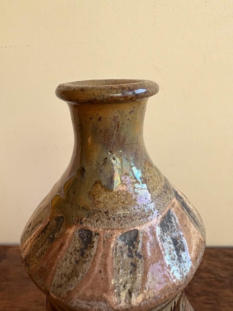 古琉球？嘉瓶（ゆしびん）花器 刷毛目 縄紋 筒描き 古民