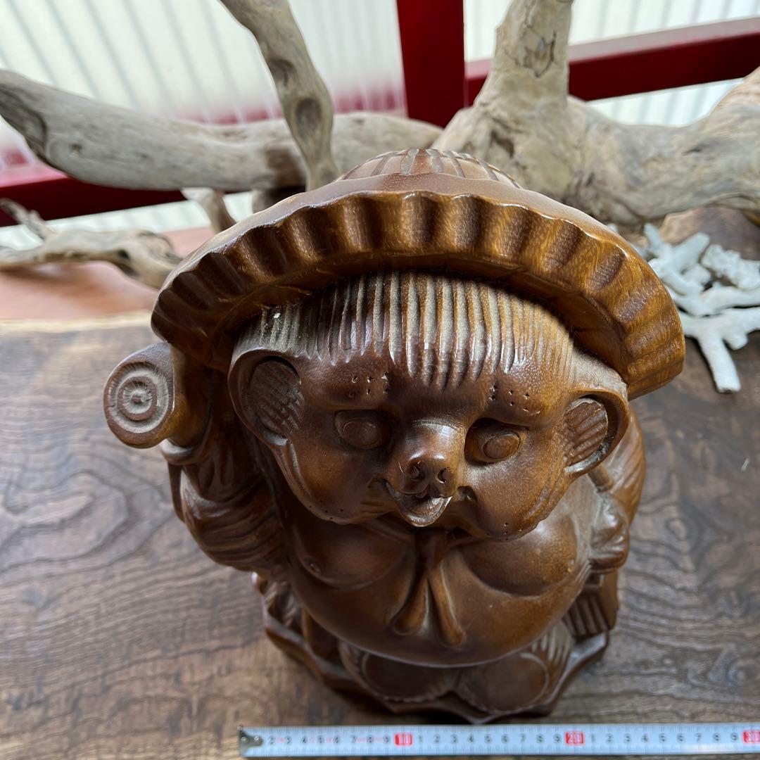 木彫り／たぬき／置物／工芸品／昭和レトロ - メルカリ