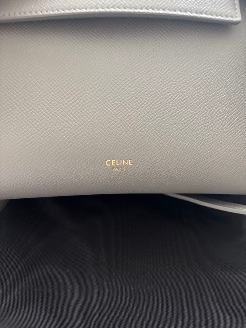【極美品】【値下げ】CELINE ベルトバッグ　グレー/水色保存袋付き