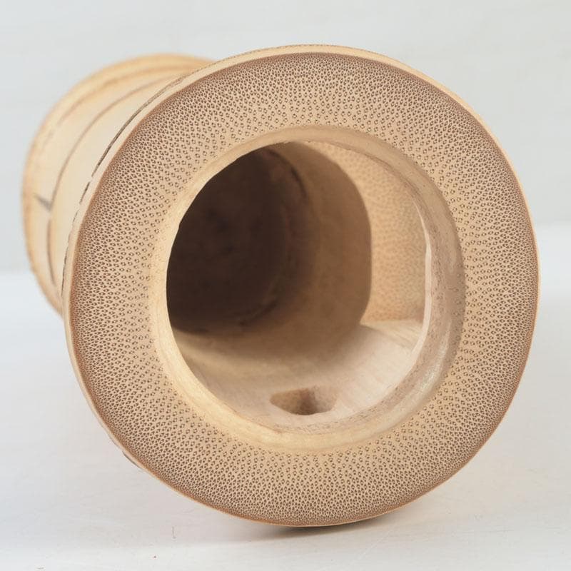 茶道具 指物師 稲垣信斎作 一重切 竹花入 銘「清水」 共布共箱 V