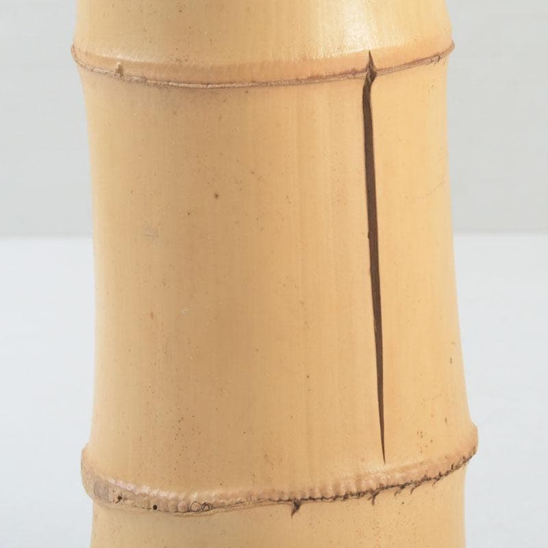 茶道具 指物師 稲垣信斎作 一重切 竹花入 銘「清水」 共布共箱 V