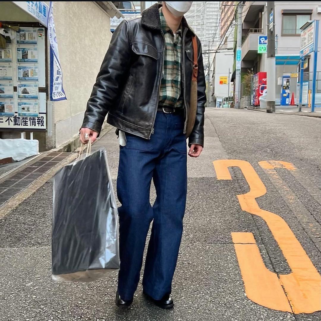 OLD GAP 牛革 レザージャケット ボア襟 ブラック 短丈 アメカジ - メルカリ