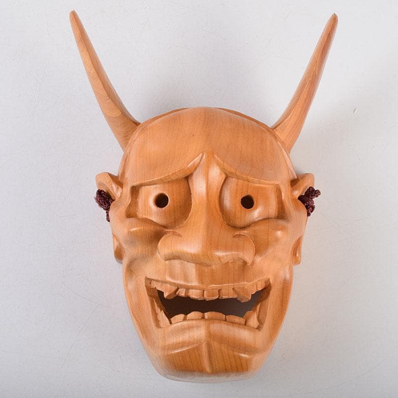 佐藤朱篭斎作 能面 木彫 般若 時代箱付 V R9283