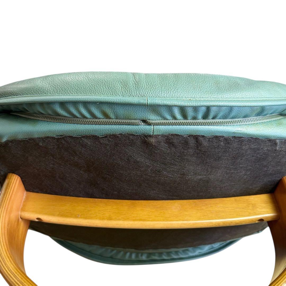 HR667 【総革】カリモク　karimoku 緑　グリーン レザー　木製