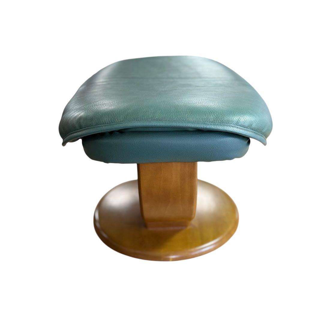 HR667 【総革】カリモク　karimoku 緑　グリーン レザー　木製