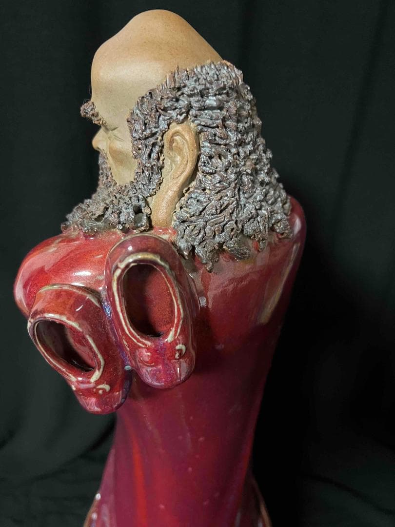 清时代 鈞窯 紫紅釉鈞窯達摩 窯変釉 辰砂 唐物 古