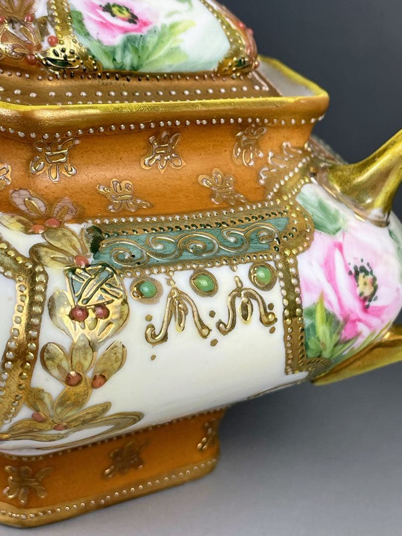 【希少】オールドノリタケ 約２４cm ポピー紋ジュエル付 ビスケットジャー