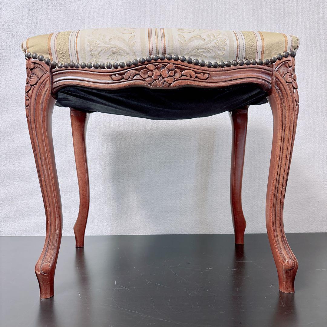 アンティーク調 猫脚スツール 彫刻 椅子 ロココ調 ローラアシュレイ風