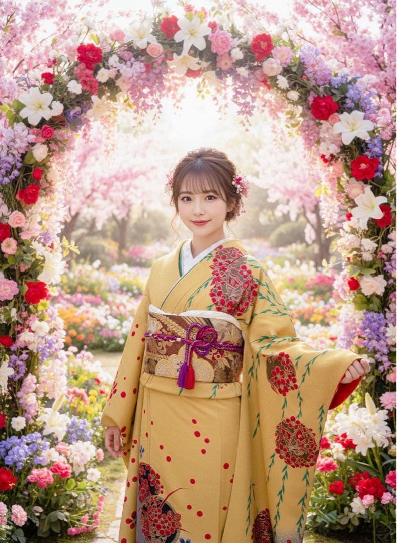 豪華新品西陣織袋帯付き 正絹振袖フルセットお探しの方に！！アースカラー