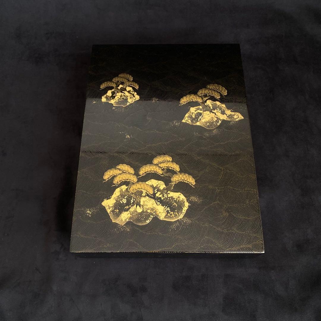 美品】硯箱 文庫 木製 漆塗り 漆器 蒔絵 道具箱 小物入れ 伝統工芸品