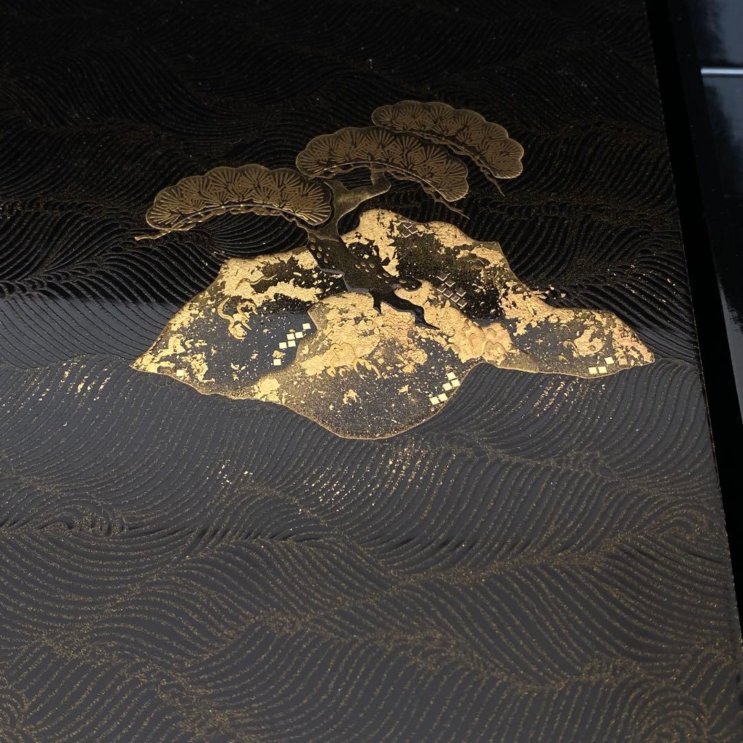 【美品】硯箱 文庫 木製 漆塗り　漆器 蒔絵　道具箱　小物入れ　伝統工芸品　松島