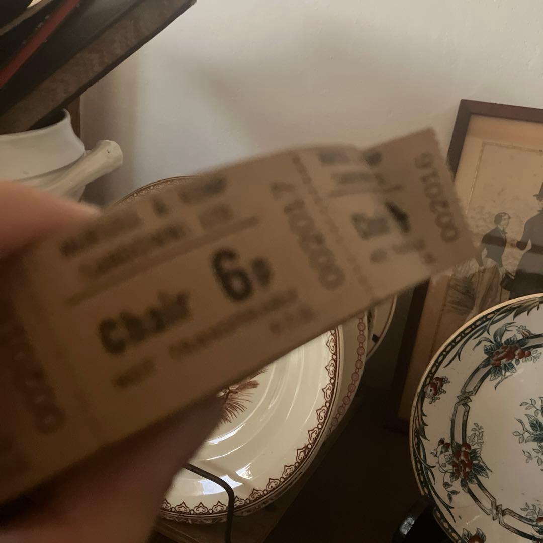 超レア　イギリスヴィンテージチケットロール１本　くすみブラウン　ベージュ