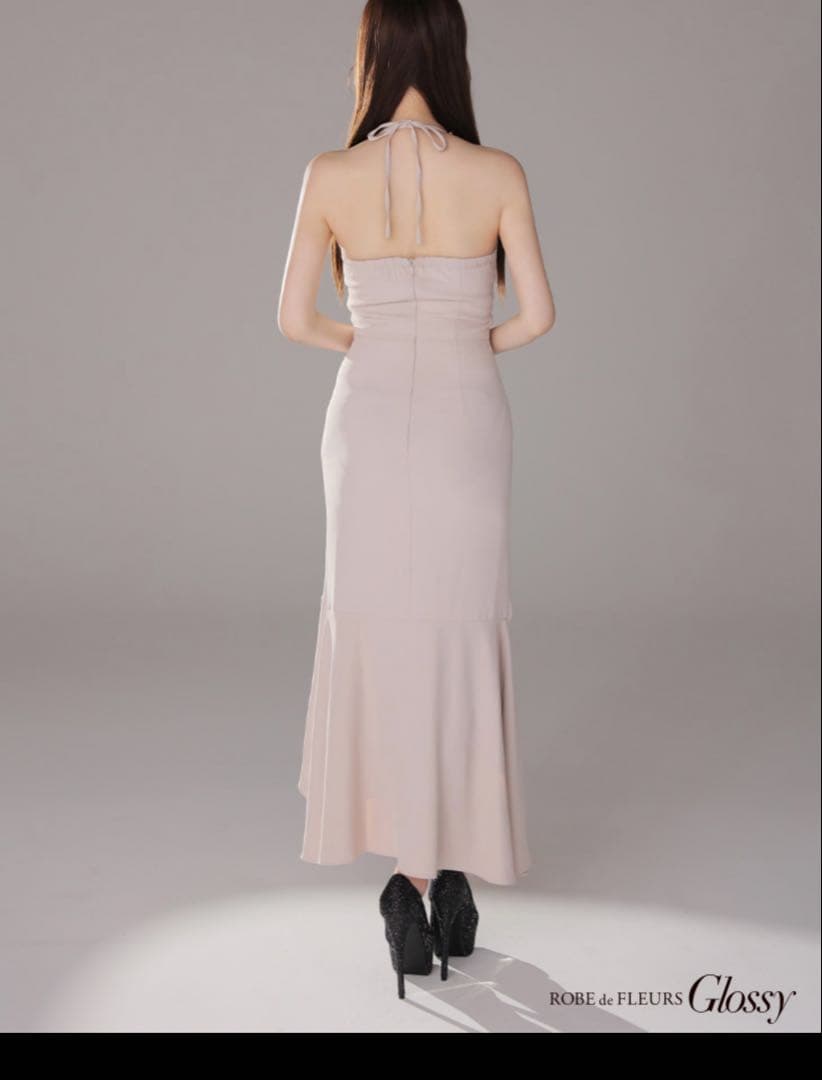 美品ラメ/ フリル/ スリット/ キャミ/ ロングドレス/ キャバドレス