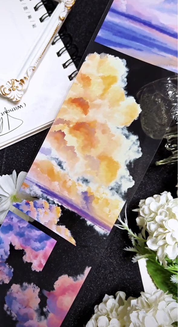 9041】海外 マステ 5.85m巻 PETマスキングテープ 雲 装飾系