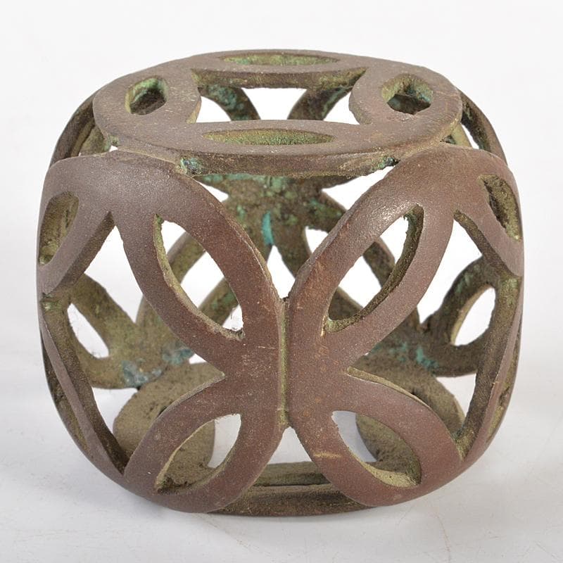 茶道具　釜師　高木治良兵衛作　唐銅　輪透蓋置　共箱　C　R6649