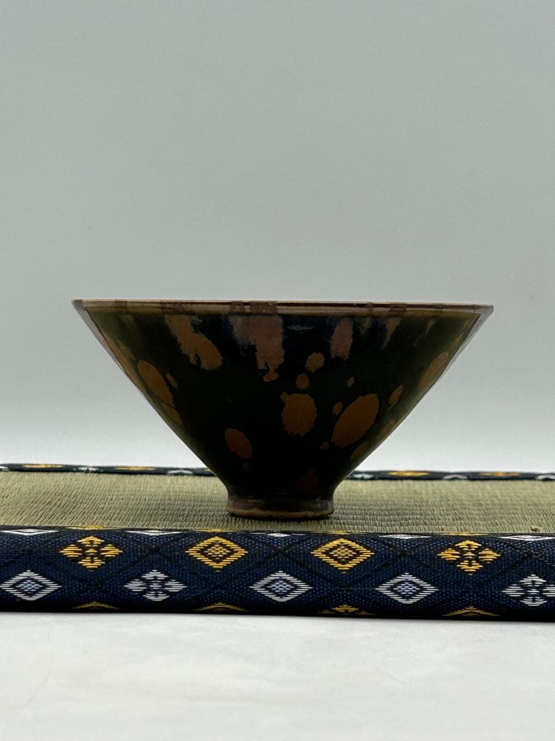 ☆0061宋時代 定窯 褐斑盃 ☆天目茶碗 茶道具 茶器 唐物