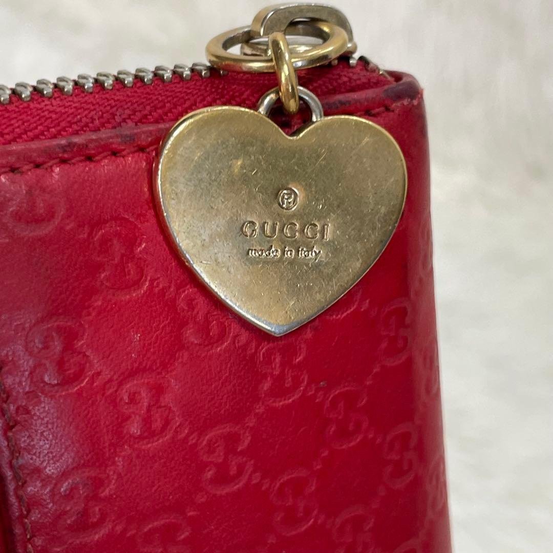 GUCCI グッチ ケース ラウンドファスナー 財布 ハート ロゴ GG