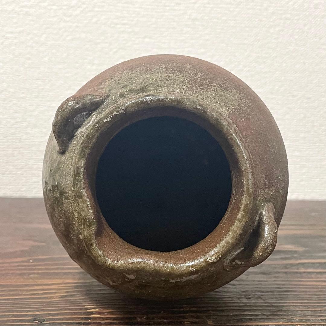 古備前 自然釉 雀口 鳶口 双耳壺 小壷 蹲 花器 花入 常滑焼 六古窯