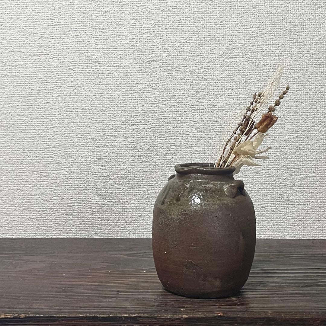 古備前 自然釉 雀口 鳶口 双耳壺 小壷 蹲 花器 花入 常滑焼 六古窯