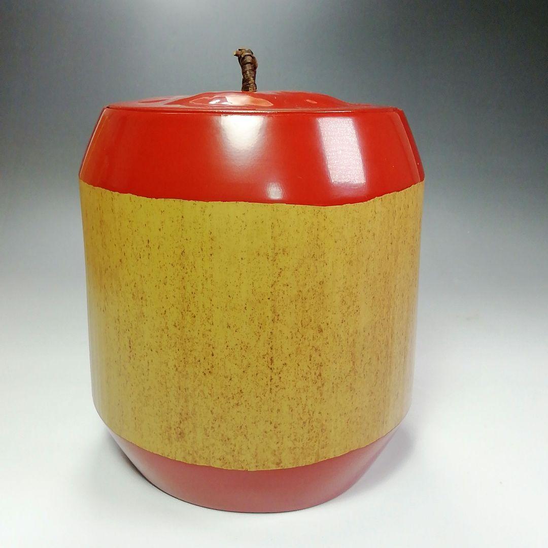 S410水指『太鼓胴朱竹水指』『塗師助田宗明作』共箱茶道具